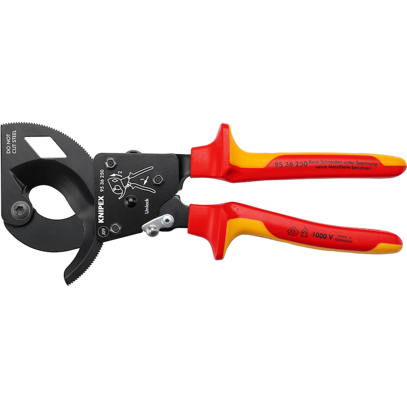 COUPE-CÂBLES À CLIQUET VDE  95 36 - 250MM   KNIPEX