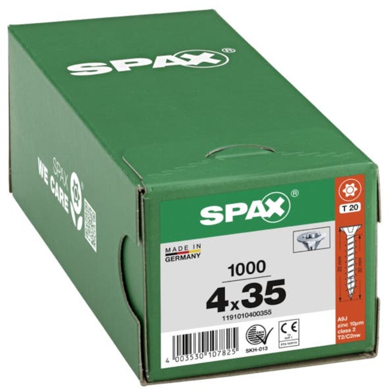 Spax - vis pour aggloméré - tête fraisée - t-star plus T20 - filetage total - 4 x 35 mm - acier - wirox - 02338567