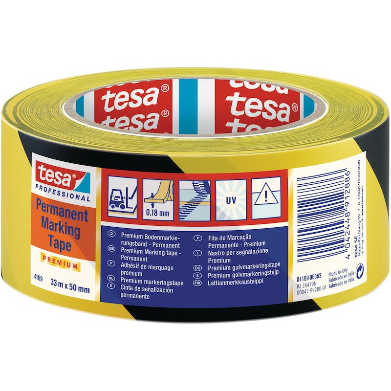 RUBAN MARQ.TESAFLEX NOI/JAU 4169  50MM X 33M  TESA