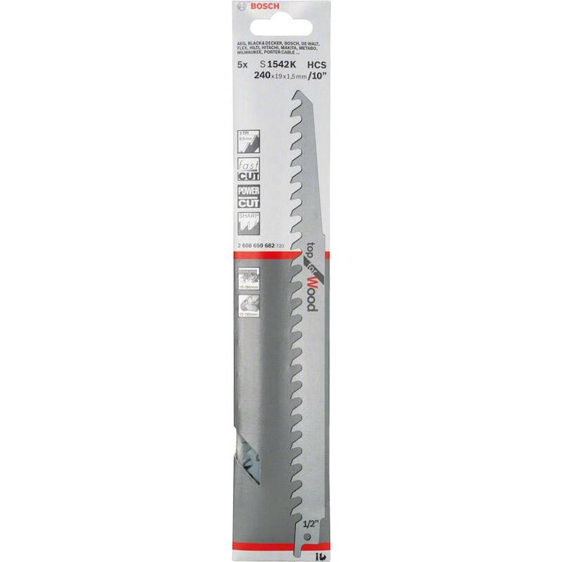 RECIPROZAAGBL.S1542K   HOUT 2608650682(5ST)  BOSCH