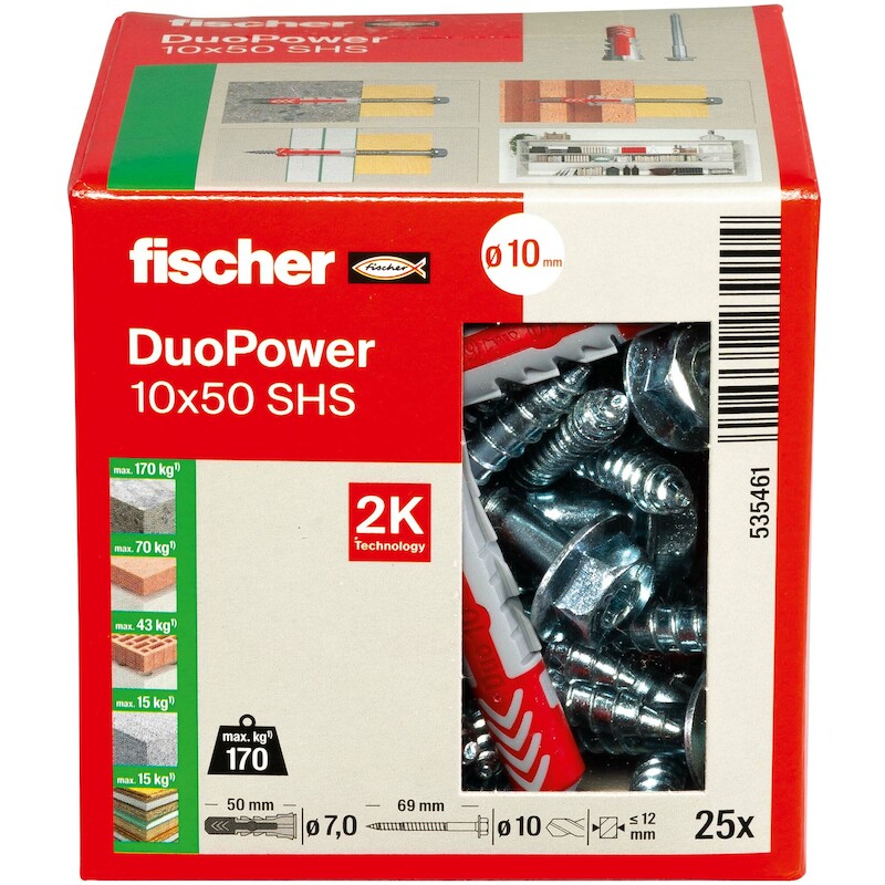 PLUG NYLON 10X50 S(+SCHROEF)DUOPOWER       FISCHER