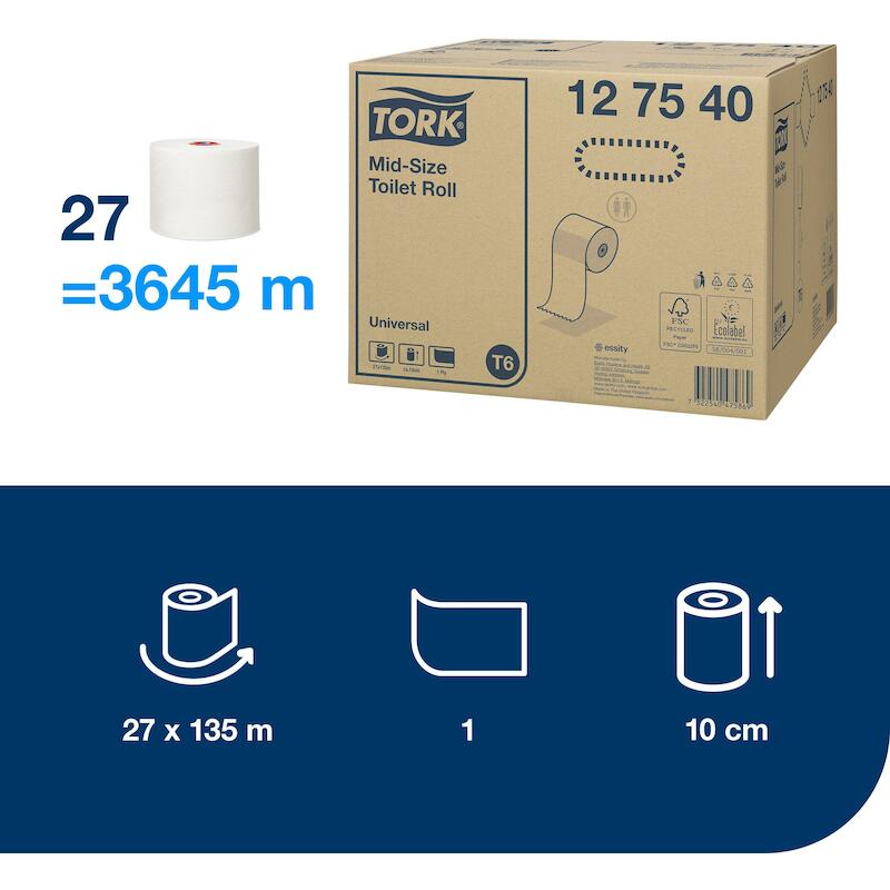 PAPIER-WC PREM.COMPACT ROUL.127540-135M-1P.   TORK