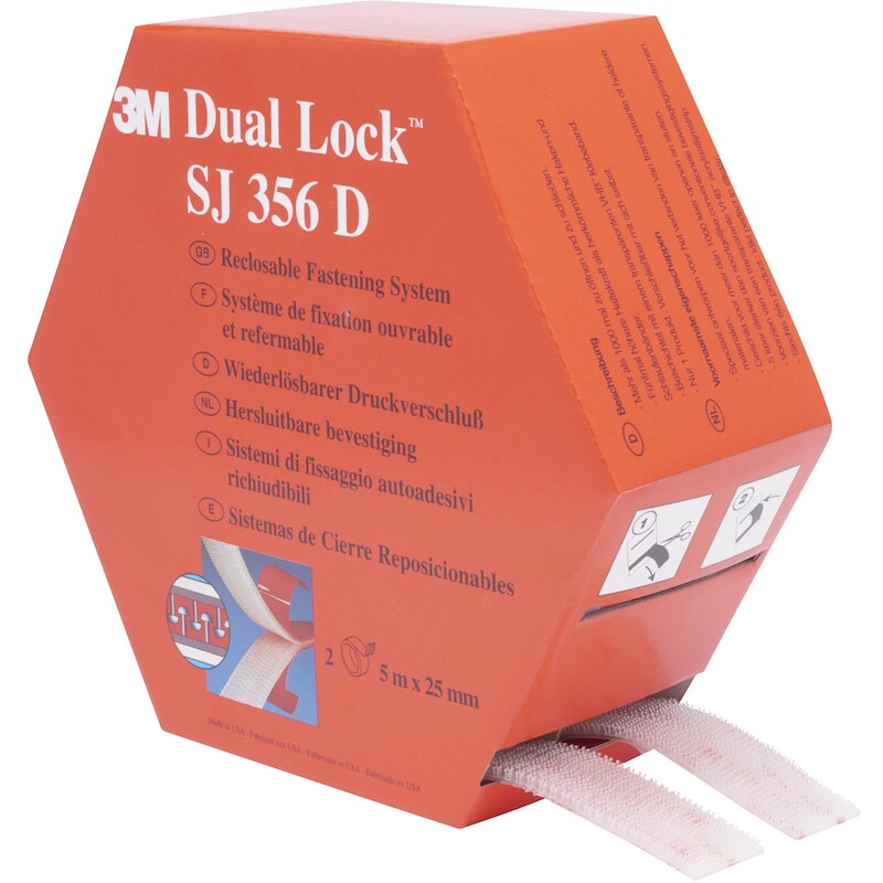 3m - Reclosable fastener - Dual Lock - SJ356D - SJ3560 - Self-adhesive - Clear - 25 mm x 5 m - 5.7 mm - 19091840