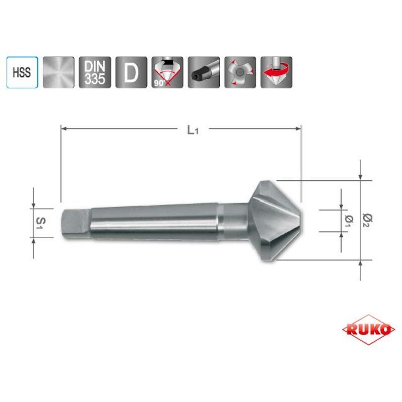 FRAISE A CHAN.DIN335 C90°HSS MK2 37,0-4,8-118 RUKO