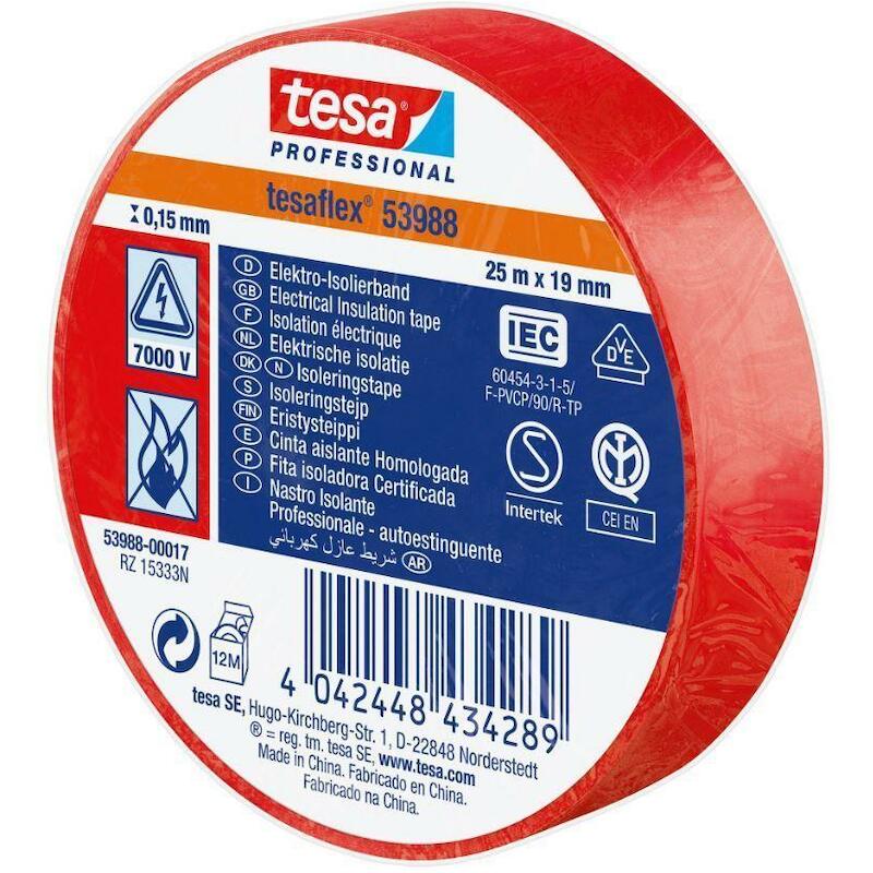 ISOLATIEBAND - TESA 53988 TESAFLEX - ROOD 50 MM X25 M