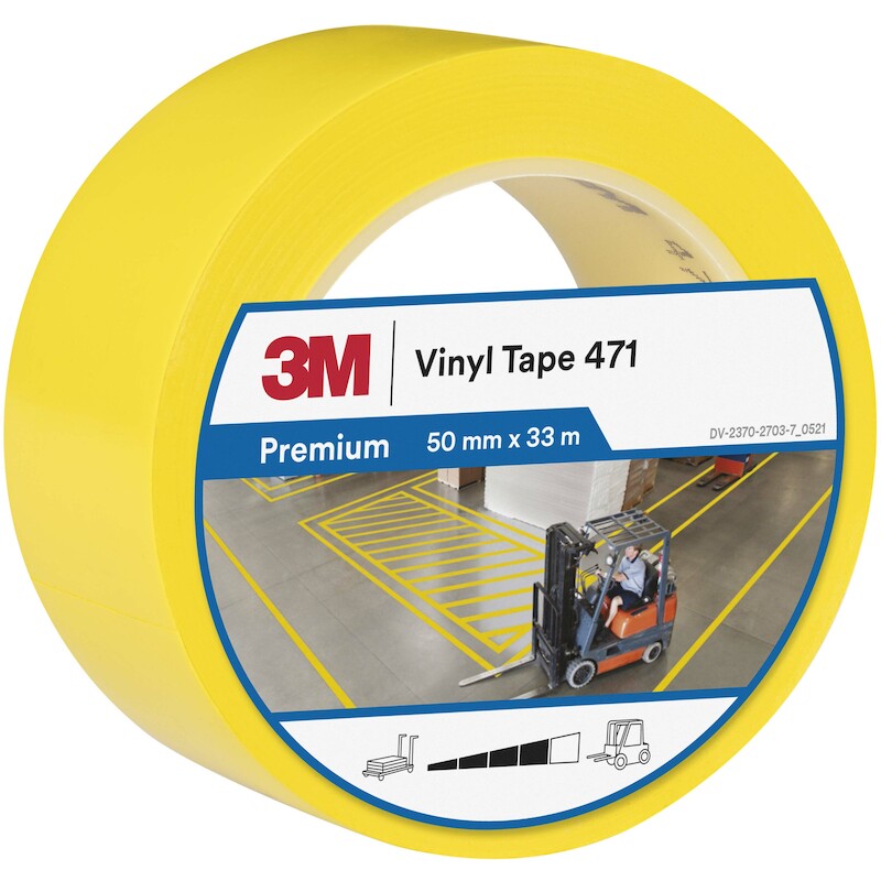 VINYLTAPE 0,14MM Geel       471 50MM X 33M      3M