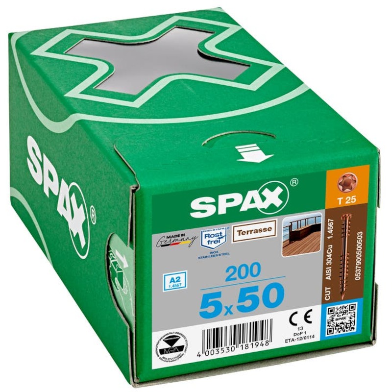 SPAANDERPLAATSCHROEF - SPAX T-STAR PLUS - CILINDERT25 GEDEELTELIJKE DRAAD 5X50 MM (200 EA)