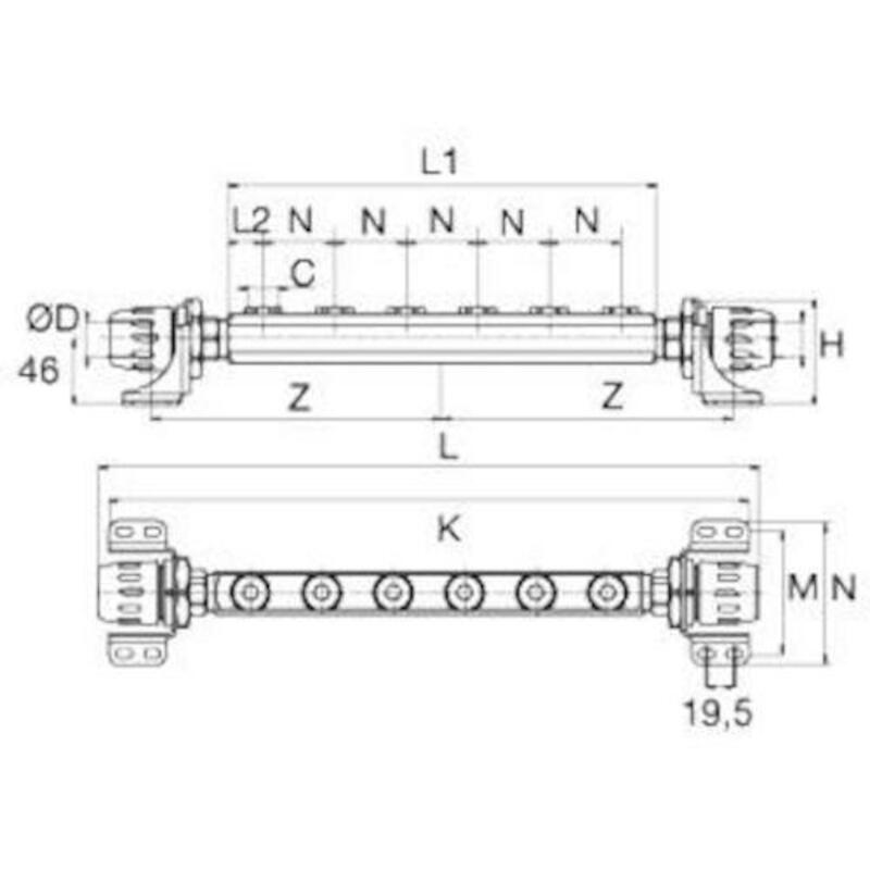 VERDEELBLOK 25MM - 6X1/2"F  6652 25 21 06 TRANSAIR