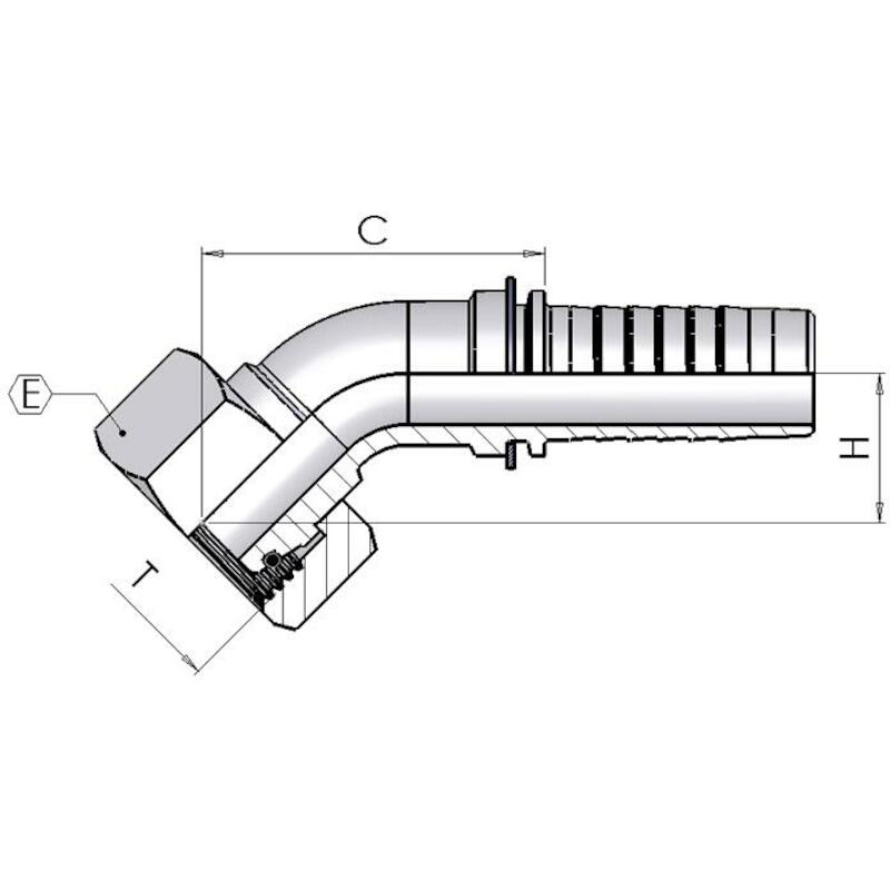 PERSKOPPELING 45° DKOS - 30S/V X 1"      INTERPUMP