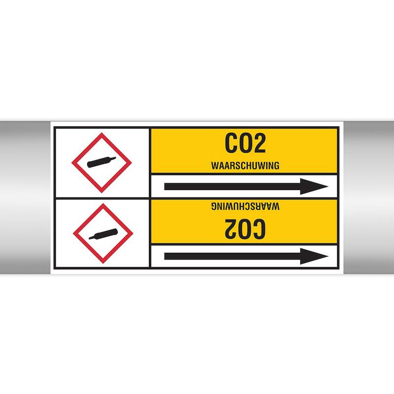 LEIDINGMERKER - BRADY 267194 - 'CO2' ZWART OP GEEL127X 60 MM (505 EA)