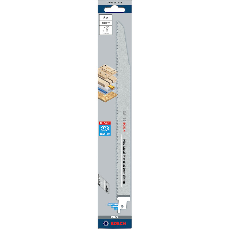 Bosch - Reciprocating saw blade - s 1210 vf - bim - 300 x 1.6 mm - 8 tpi - 5 pieces - 02225672