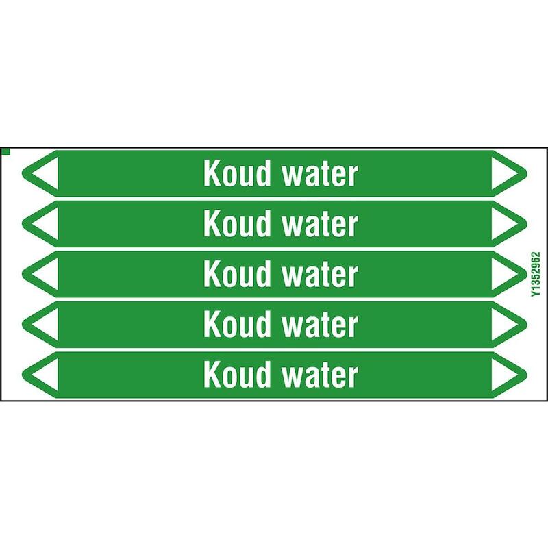LEIDINGMERKER - BRADY N006108 - 'KOUD WATER' WIT OP GROEN 150X 12 MM (5 EA)