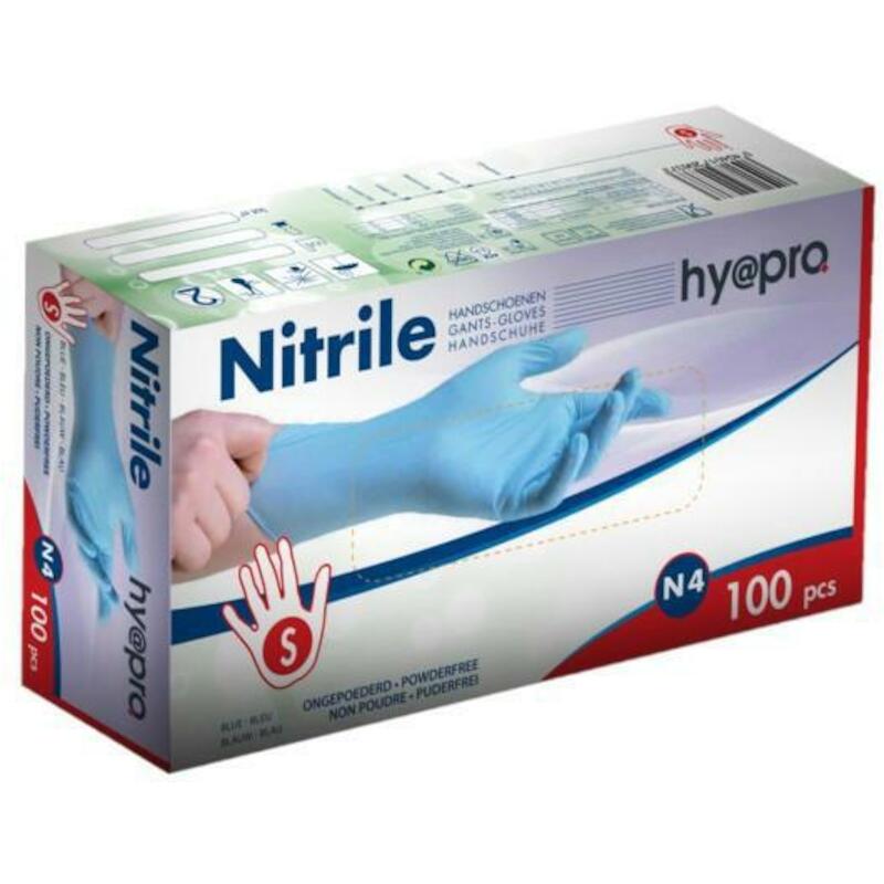 Hy@pro - Gant jetable - Nitrile - Taille s - Bleu - Non poudré - 100 pièces - 03243031