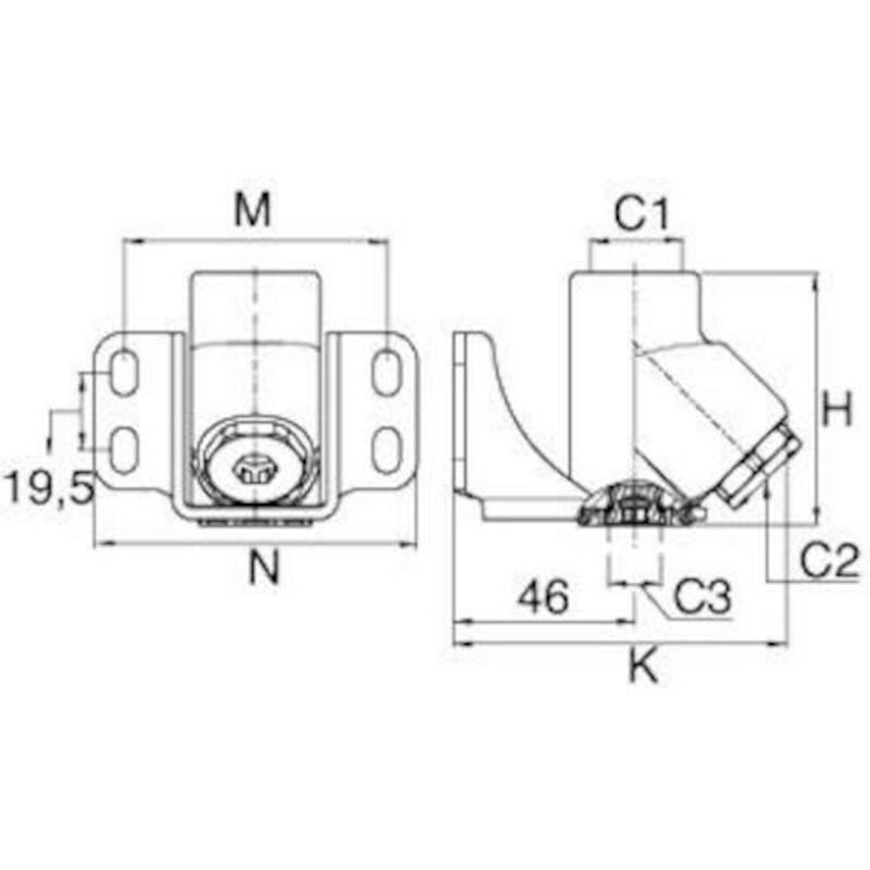 PLAQUE FIX.45° 1/2"F        6641 21 21    TRANSAIR