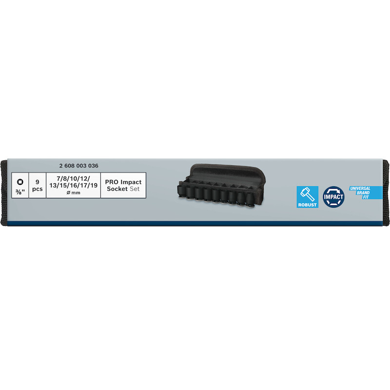 SLAGDOPPENSET 3/8"  7-19MM  2608003036 (9ST) BOSCH