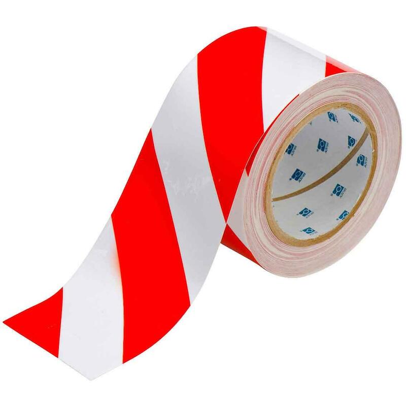 VLOERMARKERINGSTAPE - BRADY 104348 - ROOD EN WIT 76,2 MMX30 M