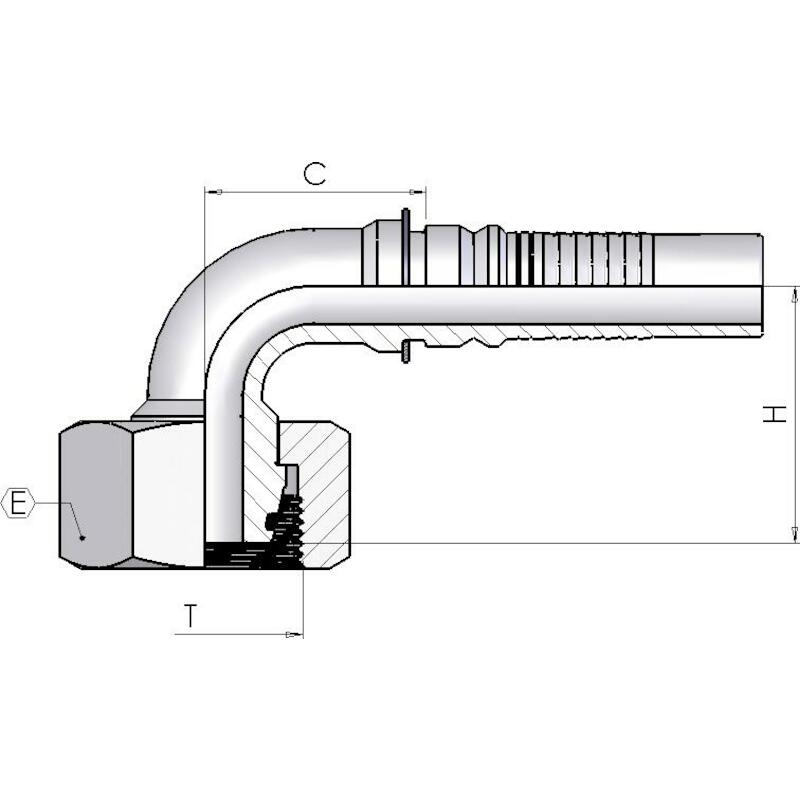 PERSKOPPELING 90° DKOS - 38S/V X 1 1/4"  INTERLOCK