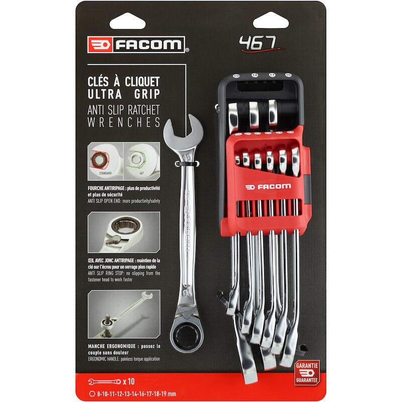 CLÉ MIXTE À CLIQUET         467B.JP10PB(10PC)FACOM