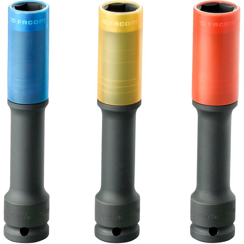 Facom - NSI.3EL - Krachtdoppenset - 1/2" - 17–21 mm - Extra lang - Versterkt - 3-DELIG - In koffer - 02372934