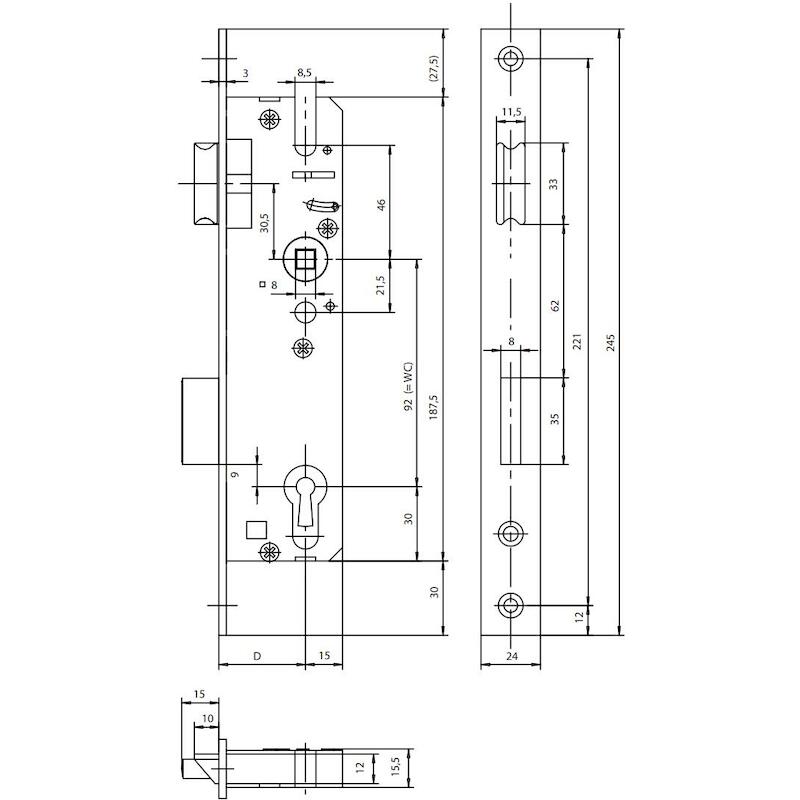 CILINDERSLOT RVS VOORPLAAT  28 PZW -45MM       KFV