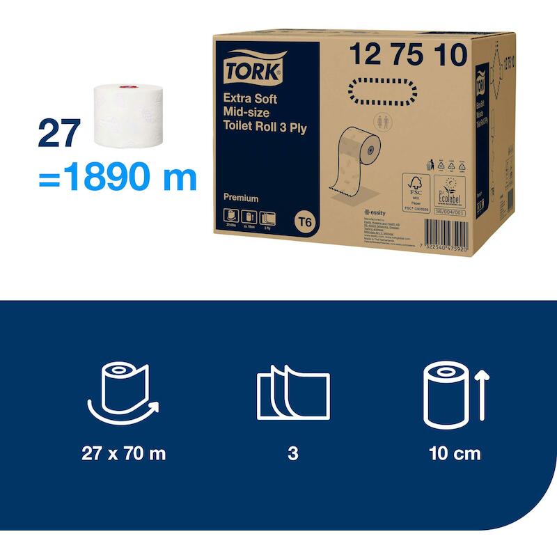 PAPIER-WC PREM.COMPACT ROUL.127510-70M-3L.    TORK