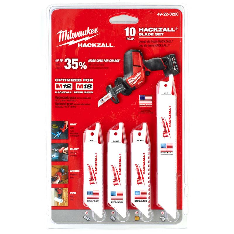 JEU LAMES SCIE SABRE HACKZ. 49220220(10PC)MILWAUKE