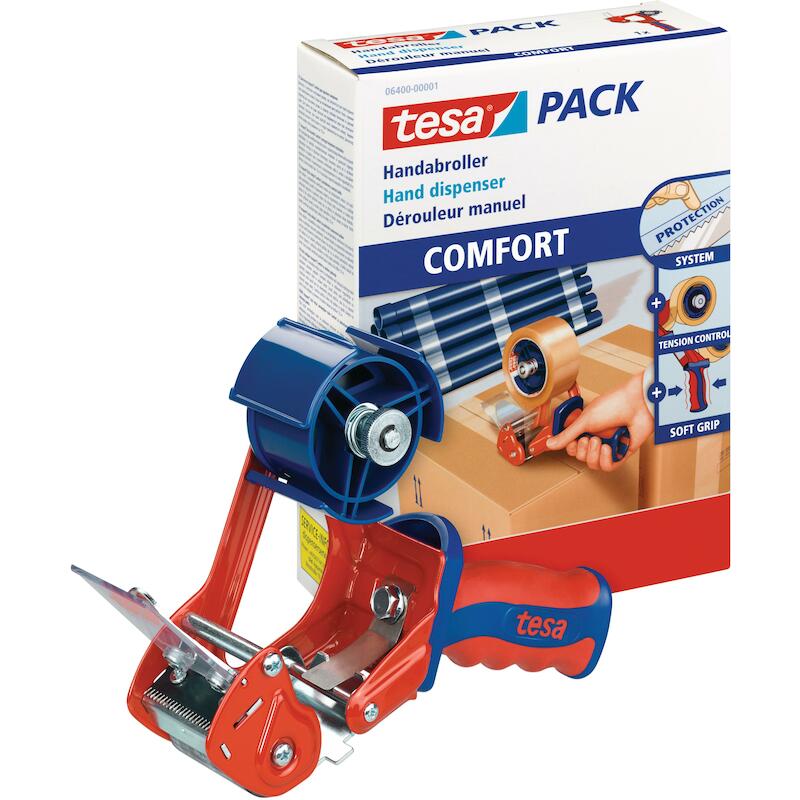 HANDAFROLLER MET REM - TESA 6400 - ROOD-BLAUW 50 MM