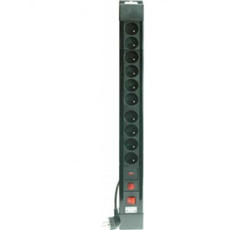 VERDEELDOOS 10X2P+A-16A     38334(+SCHAK.)5M ZWART