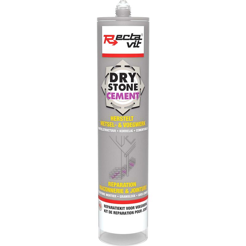 Rectavit - DryStone Cement - produit de réparation - hydrofuge pour murs - gris ciment - cartouche - 290 ml - 03161560