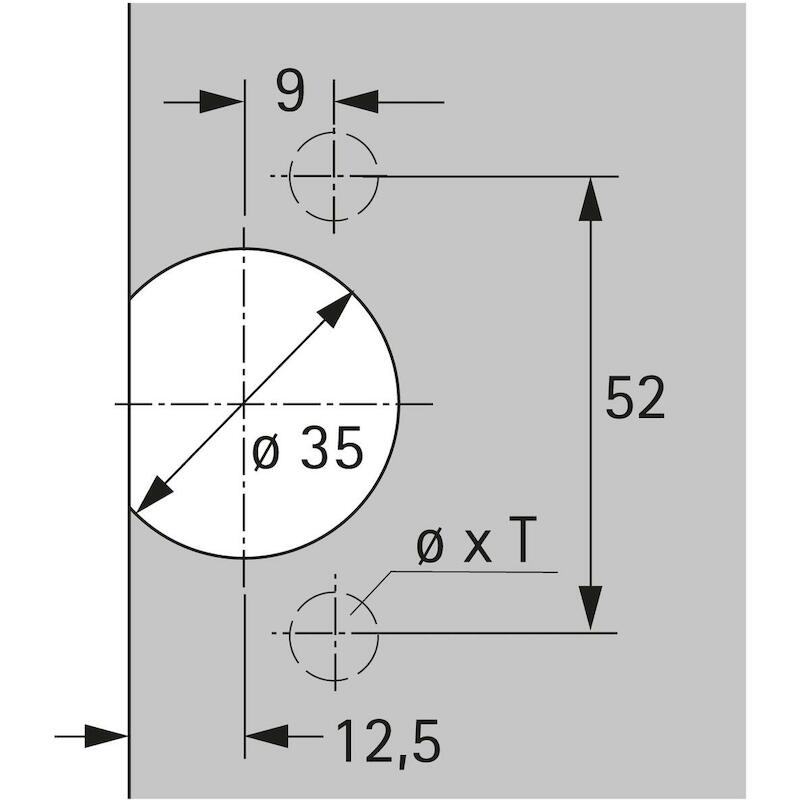 BOÎTIER DE CHARN.T22/9      77736 35MM     HETTICH