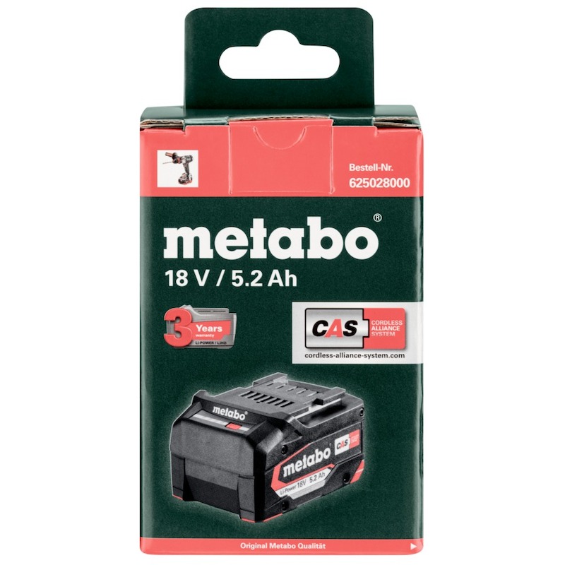 Metabo - Accu - Li-Power - 18 V - 5,2 Ah - 625028000 - 03228890