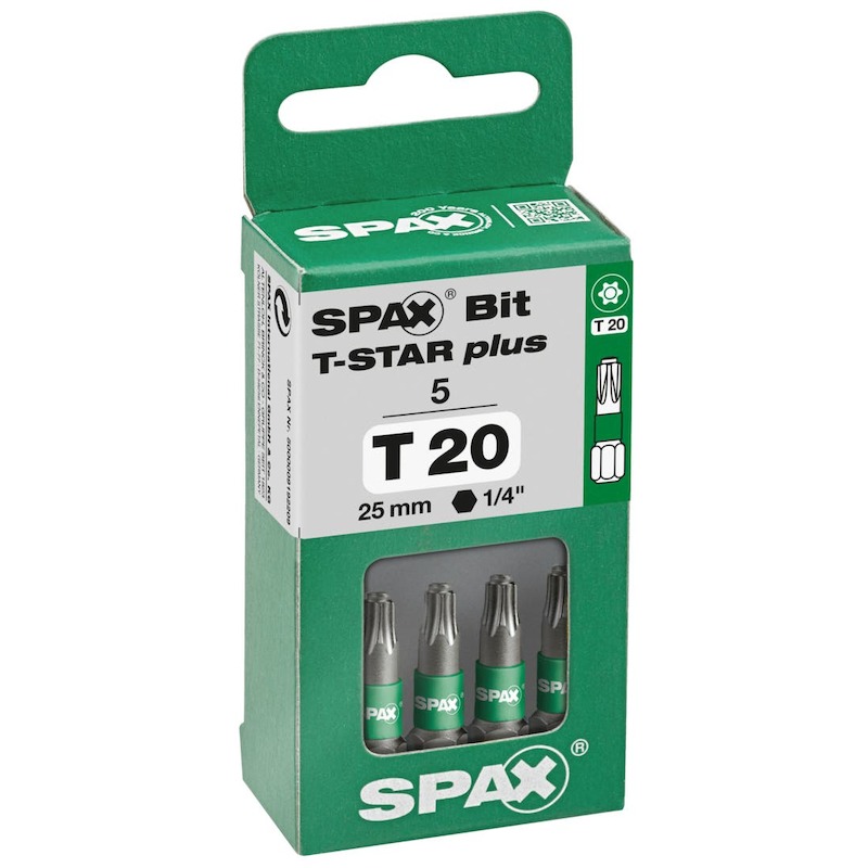 EMBOUT T20 X 25MM VERT      T-STAR PLUS (5PC) SPAX