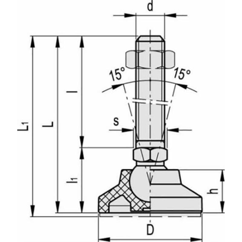 NIVELLEERVOET ZWART         LS.A-40-14       ELESA