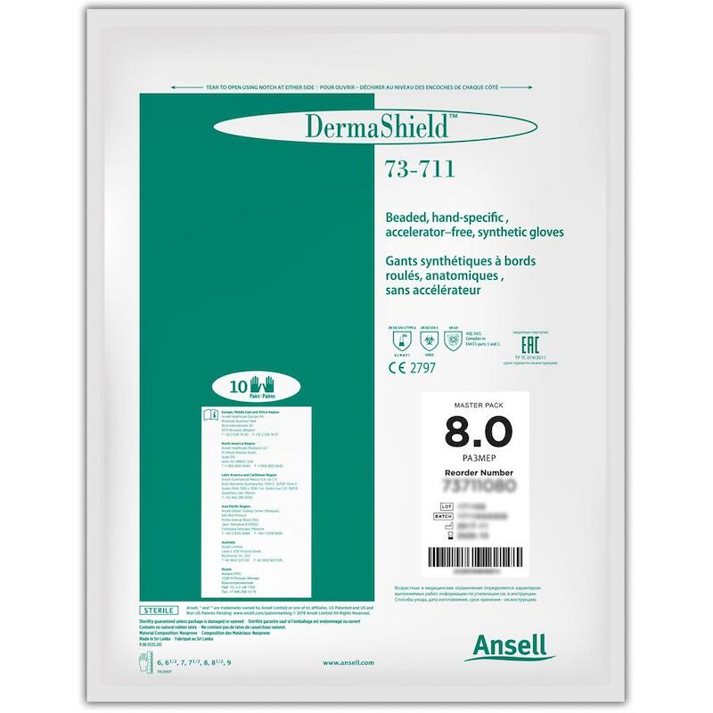 HANDSCHOEN - ANSELL DERMASHIELD 73-711 - GROEN 6