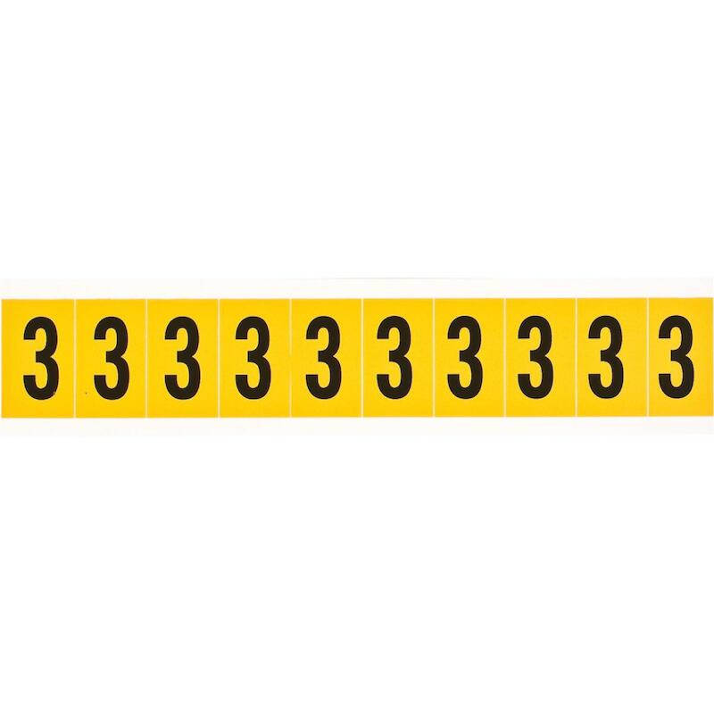 CIJFER - BRADY 015303 - '3' ZWART OP GEEL 22X38 MM(250 EA)