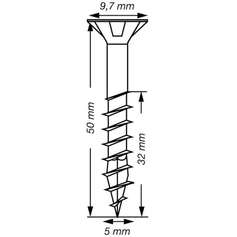 Spax - Vis pour panneau d'aggloméré - 5 x 50 mm - tête fraisée - t-star plus T20 - filetage partiel - acier Wirox - 02608347