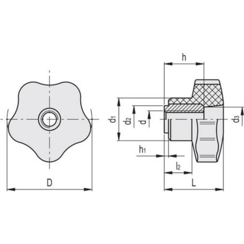 STERKNOP ZWART              VC.254/50 B-M10  ELESA