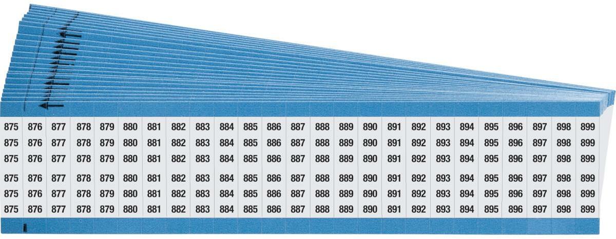 MARQUEUR DE FIL - BRADY 012087 - '875-899' NOIR SUR BLANC 6.35X38 MM (625 EA)