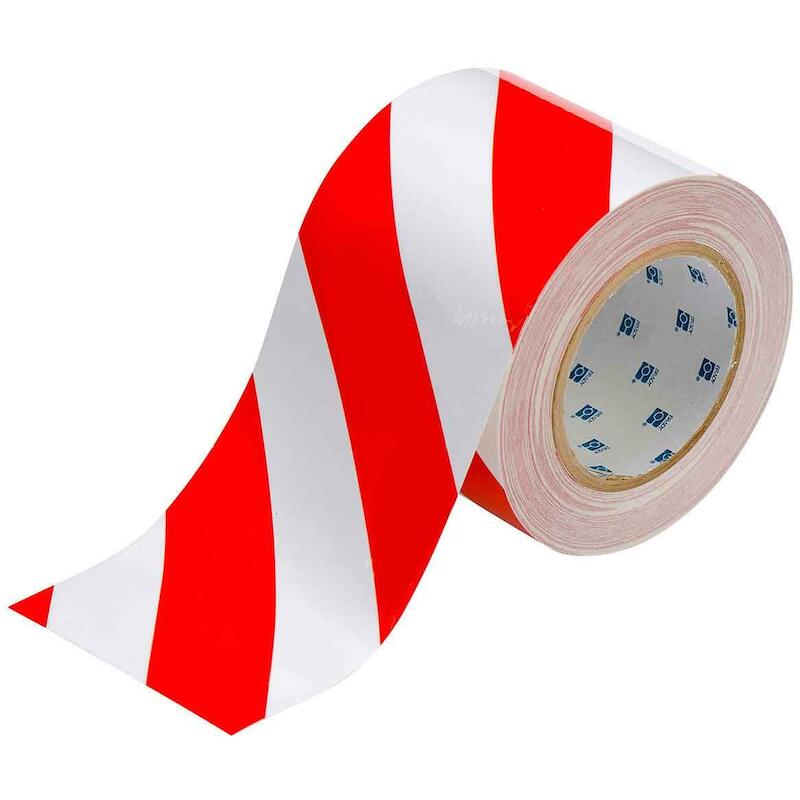 VLOERMARKERINGSTAPE - BRADY 104378 - ROOD EN WIT 101,6 MMX30 M
