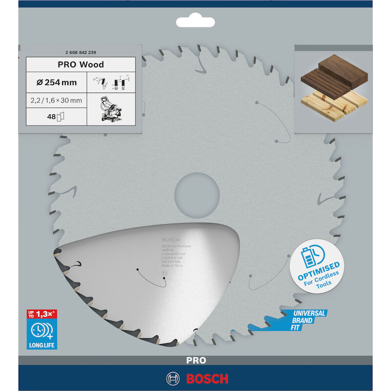 CIRKELZAAGBLAD 254X2,2X30MM 2608842239 48T   BOSCH
