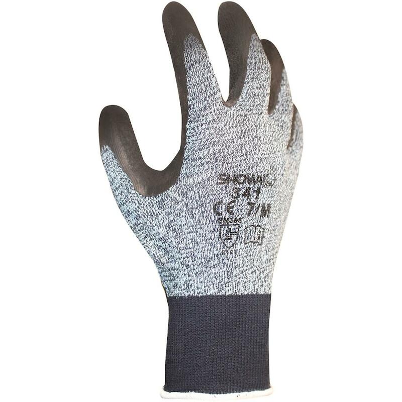 Showa - Werkhandschoen - 341 - Maat 8 - Latex coating - en 388: 2016 2121X - Grijs/zwart - 02458400