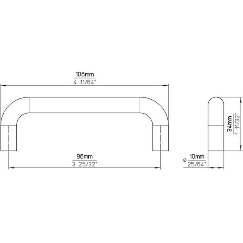 POIGNÉE EN U PVC NOIR       H121-106A3V2(2PCS)96MM