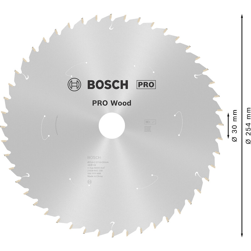 CIRKELZAAGBLAD 254X2,2X30MM 2608842239 48T   BOSCH