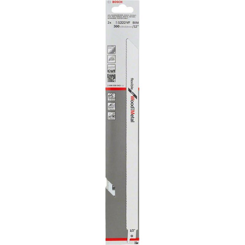 Bosch - Reciprocating saw blade - s 1222 vf Flexible for Wood and Metal - 300 x 0.9 mm - 10-14 tpi - 2 pcs - 02225664
