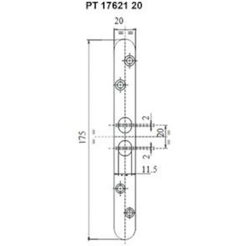 SLUITPLAAT VLAK DUBBELE PEN PT17621 20 INOXLOOK LI