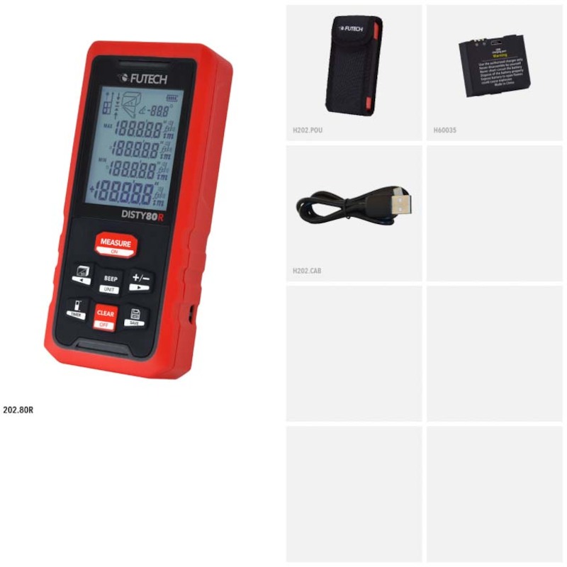 TÉLÉMÉTRE 80M ROUGE         DISTY 80 2XAA   FUTECH