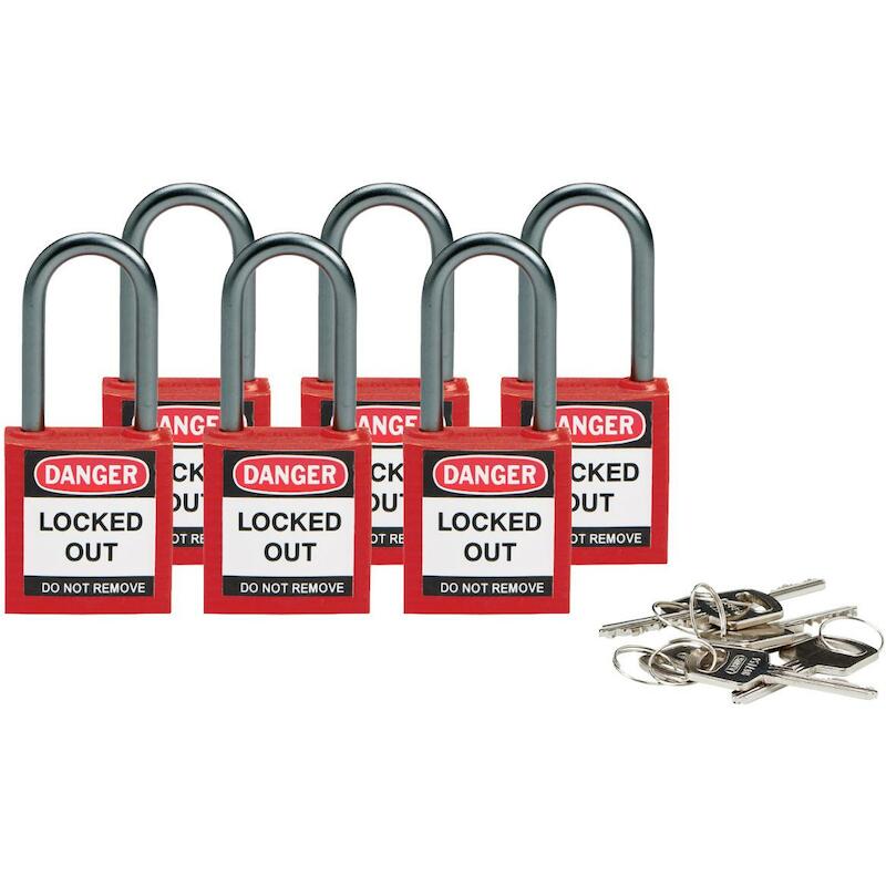 COMP SAFE PADLOCK 32MM SHA KD RED/6    BRADY   6ST