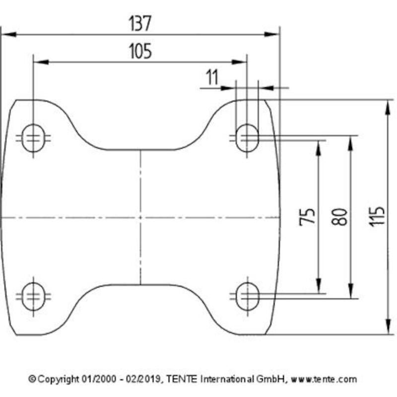 ROUE PP/CAOUTCH.FIXE 205KG  3478-PVR-200-P63 TENTE