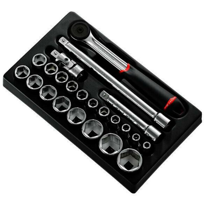 Facom - Socket module - 1/2" - 6-point - 8–32 mm - with ratchet S.161B - 23-piece - MOD.S161-36PB - 03221239