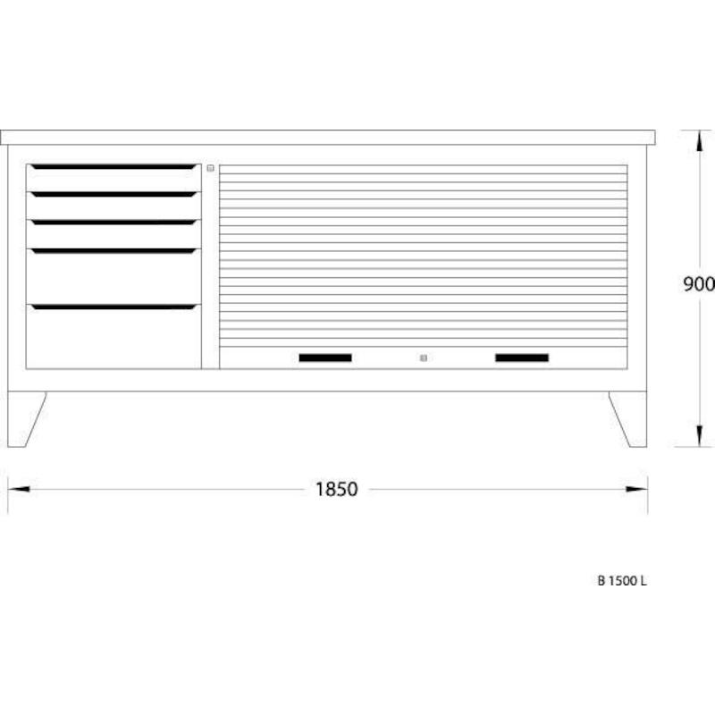WERKBANK MET METAL.ROLLUIK  B 1500 L (2000X875) GE